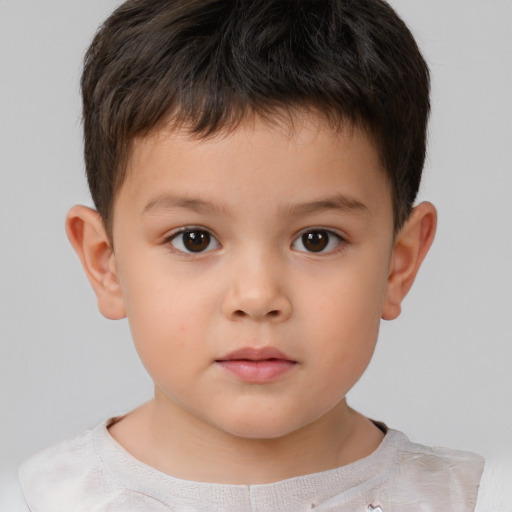 Neutral white child male with short  brown hair and brown eyes