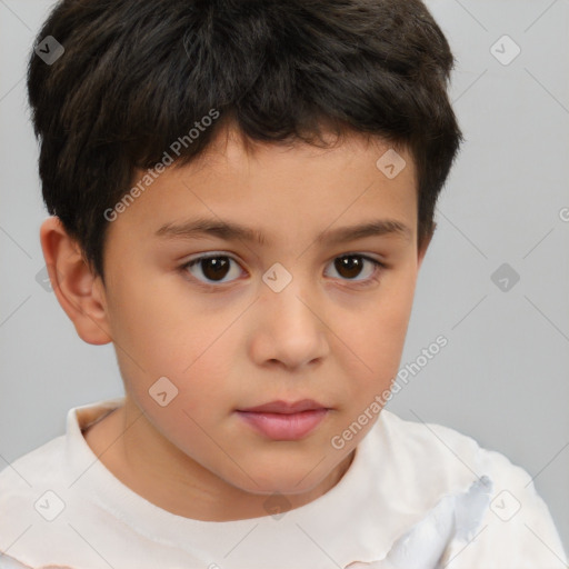 Neutral white child male with short  brown hair and brown eyes