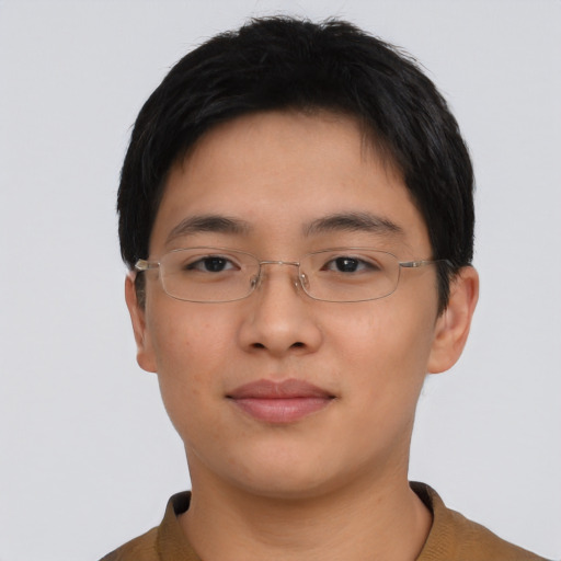 Neutral asian young-adult male with short  brown hair and brown eyes