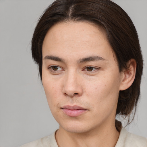 Neutral white young-adult male with medium  brown hair and brown eyes