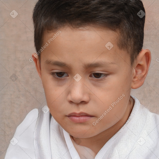 Neutral white child male with short  brown hair and brown eyes