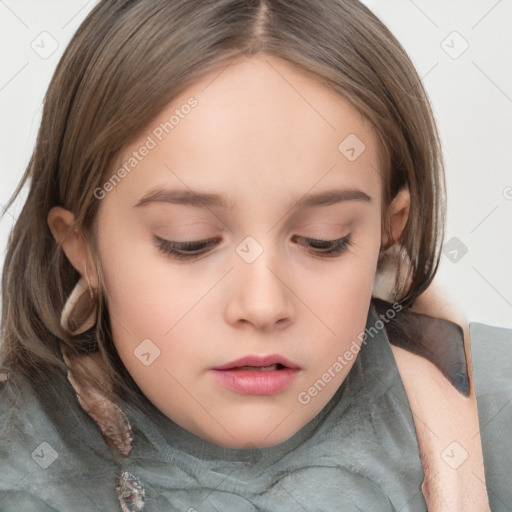 Neutral white child female with medium  brown hair and brown eyes