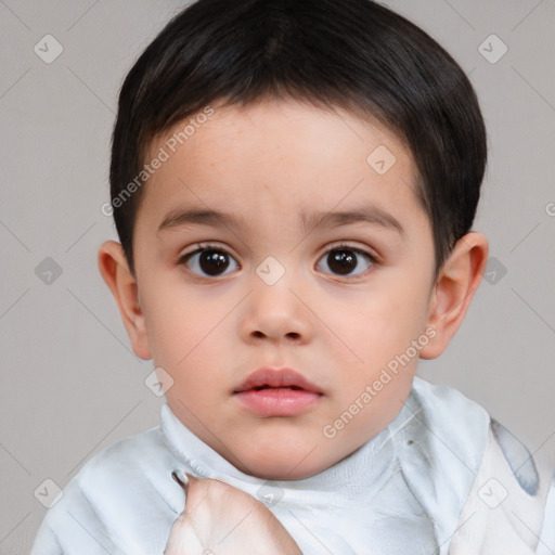 Neutral white child male with short  brown hair and brown eyes