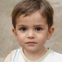 Neutral white child male with short  brown hair and brown eyes