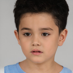 Neutral white child male with short  brown hair and brown eyes