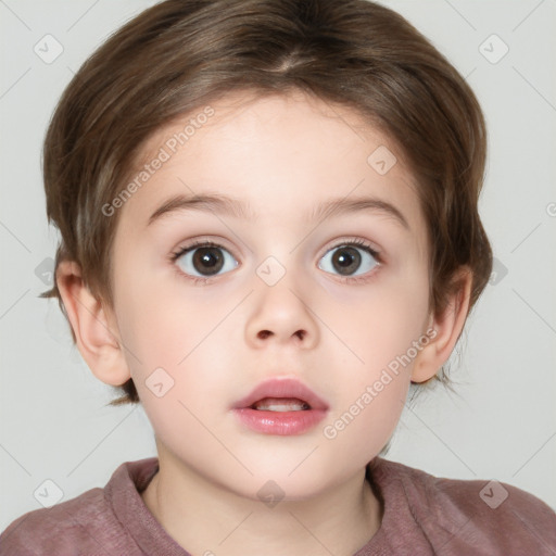 Neutral white child female with medium  brown hair and brown eyes