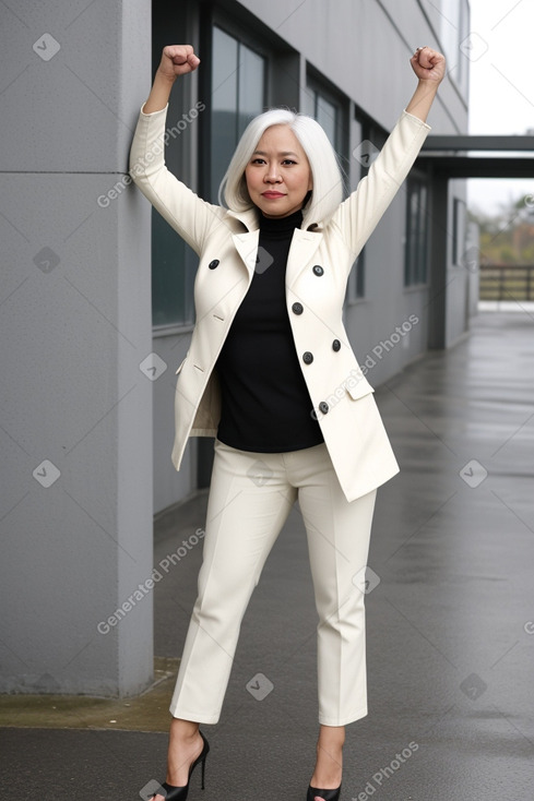 Filipino adult female with  white hair