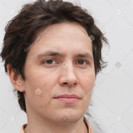 Neutral white adult male with short  brown hair and brown eyes