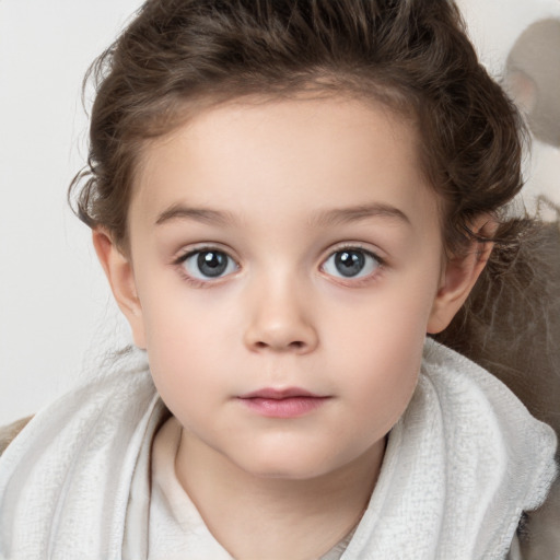 Neutral white child female with medium  brown hair and brown eyes