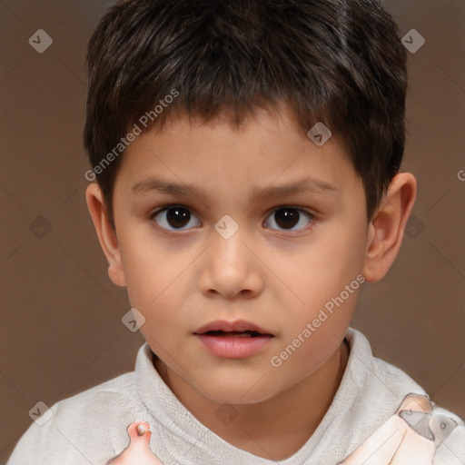 Neutral white child male with short  brown hair and brown eyes