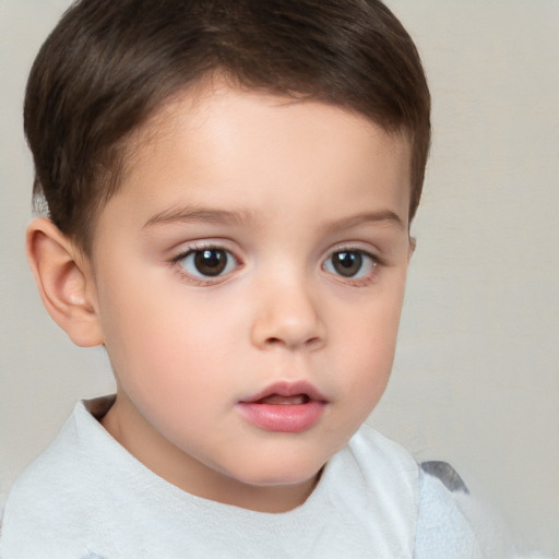 Neutral white child female with short  brown hair and brown eyes