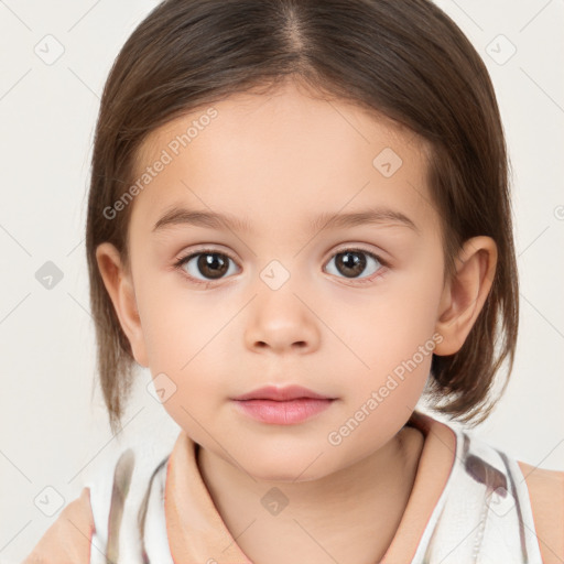 Neutral white child female with medium  brown hair and brown eyes