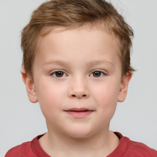 Neutral white child male with short  brown hair and brown eyes