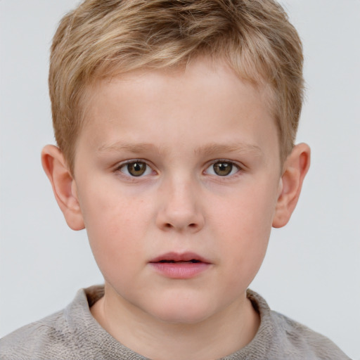 Neutral white child male with short  brown hair and grey eyes