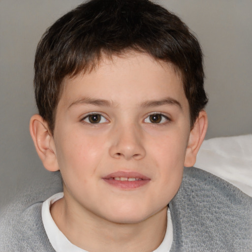 Neutral white child male with short  brown hair and brown eyes