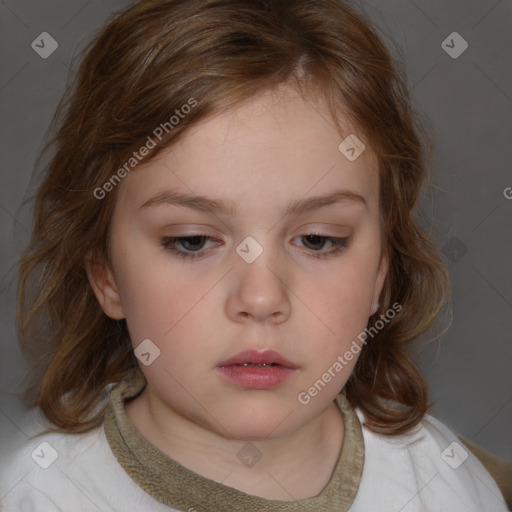 Neutral white child female with medium  brown hair and brown eyes