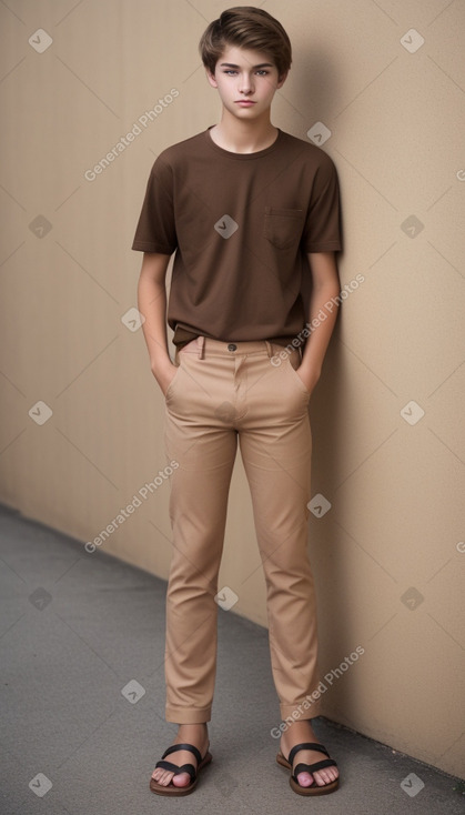 Teenager male with  brown hair