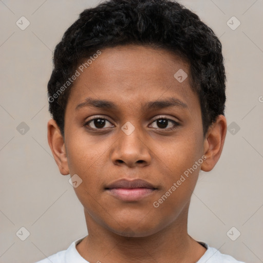 Neutral black young-adult male with short  brown hair and brown eyes