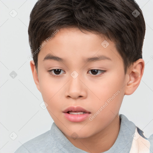 Neutral white child male with short  brown hair and brown eyes