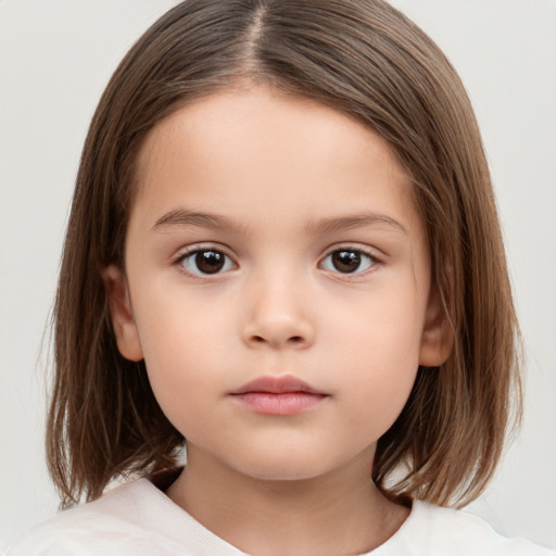 Neutral white child female with medium  brown hair and brown eyes