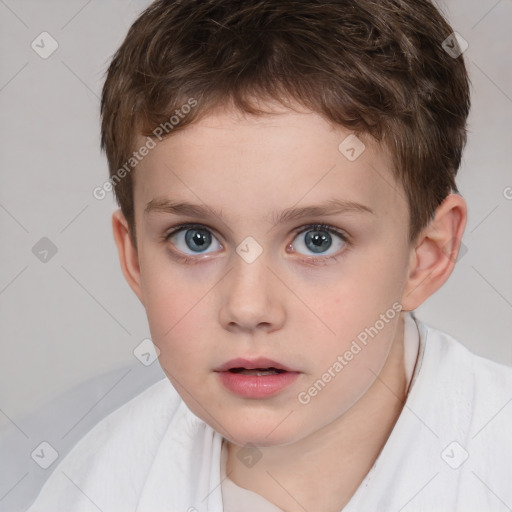 Neutral white child male with short  brown hair and brown eyes