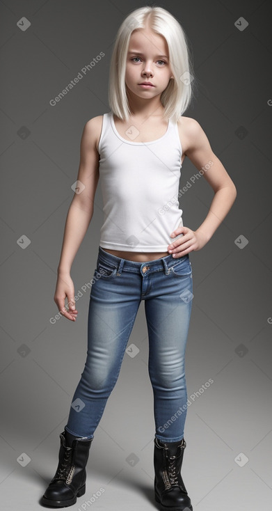 French child girl with  white hair