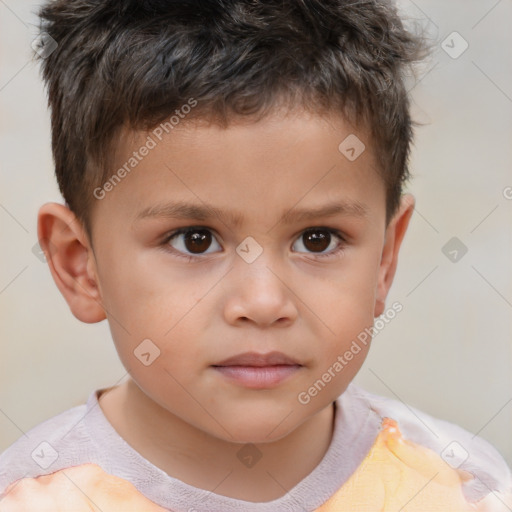 Neutral white child male with short  brown hair and brown eyes