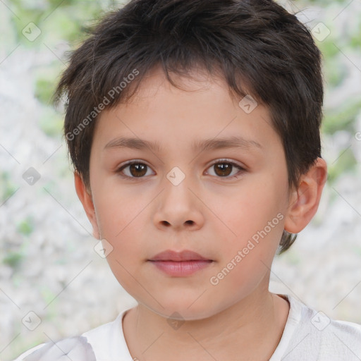 Neutral white child male with short  brown hair and brown eyes