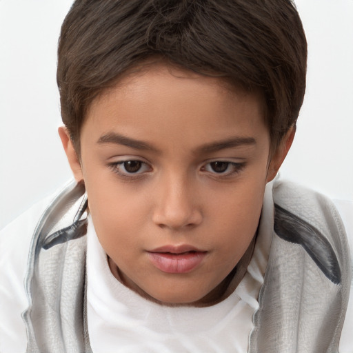 Neutral white child female with short  brown hair and brown eyes