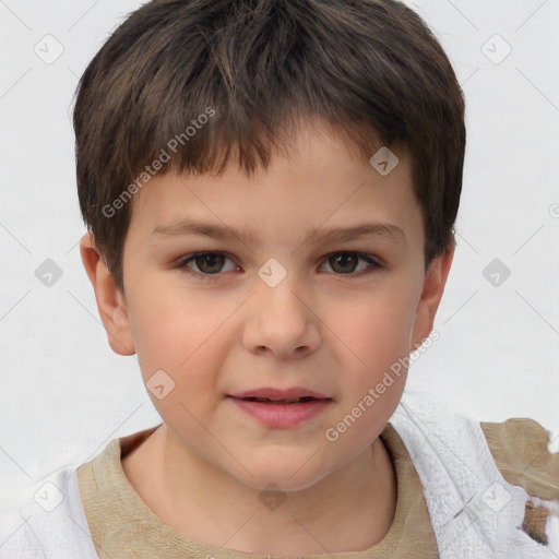 Neutral white child male with short  brown hair and brown eyes