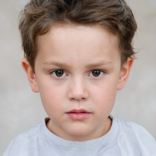 Neutral white child male with short  brown hair and brown eyes