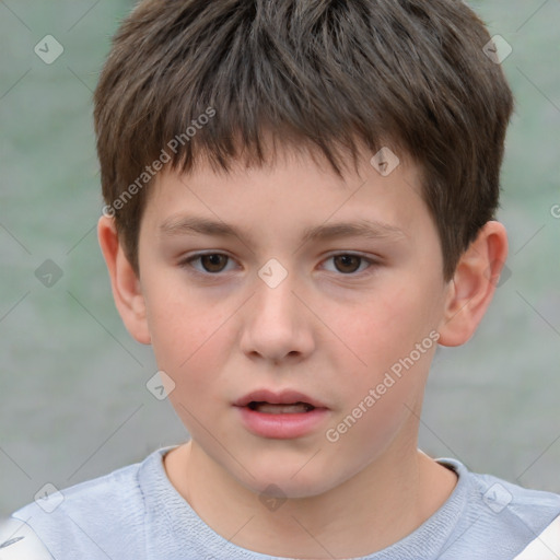 Neutral white child male with short  brown hair and brown eyes