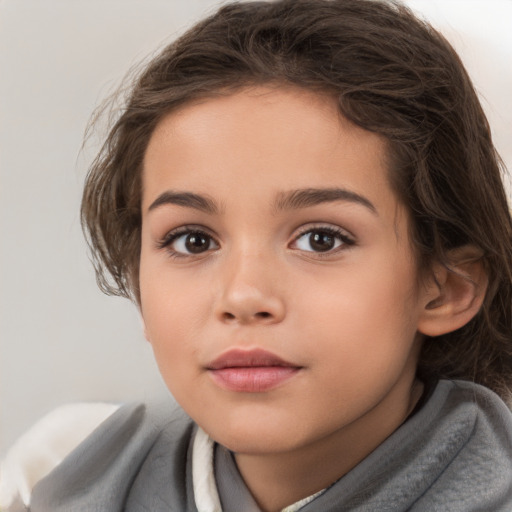 Neutral white child female with medium  brown hair and brown eyes