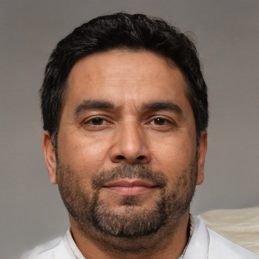 Neutral asian adult male with short  brown hair and brown eyes