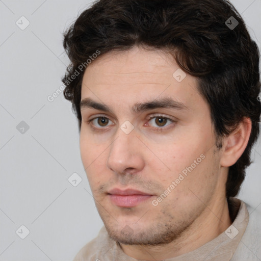 Neutral white adult male with short  brown hair and brown eyes