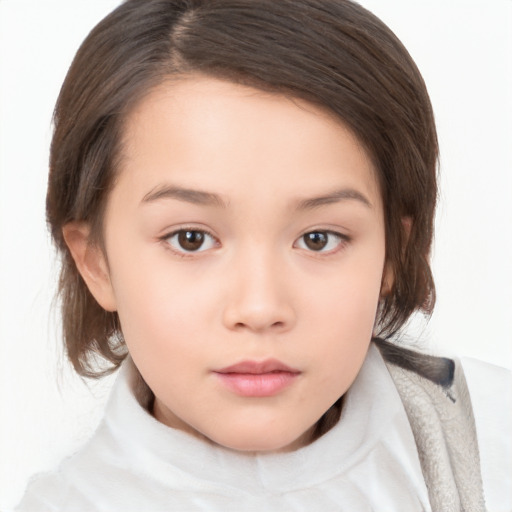 Neutral white child female with medium  brown hair and brown eyes