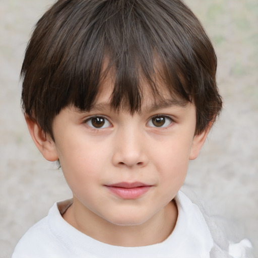 Neutral white child female with short  brown hair and brown eyes