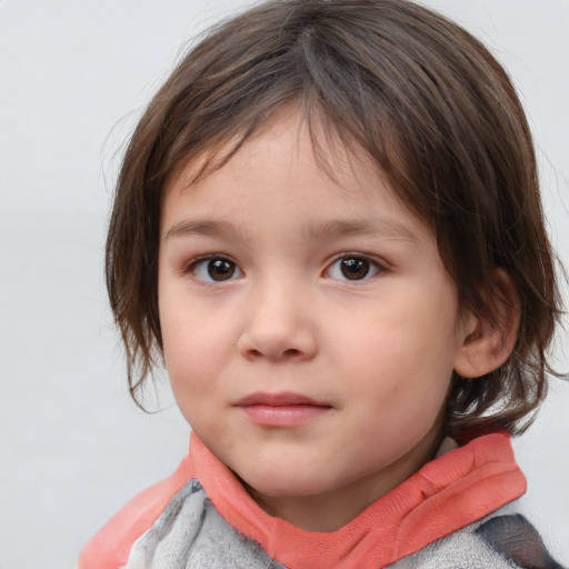 Neutral white child female with medium  brown hair and brown eyes