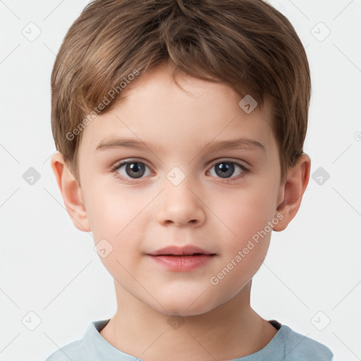 Neutral white child male with short  brown hair and brown eyes