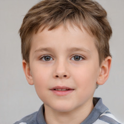 Neutral white child male with short  brown hair and brown eyes