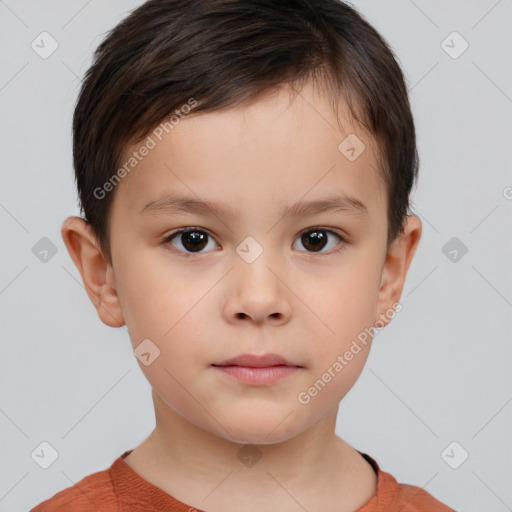 Neutral white child male with short  brown hair and brown eyes