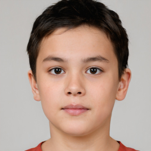 Neutral white child male with short  brown hair and brown eyes