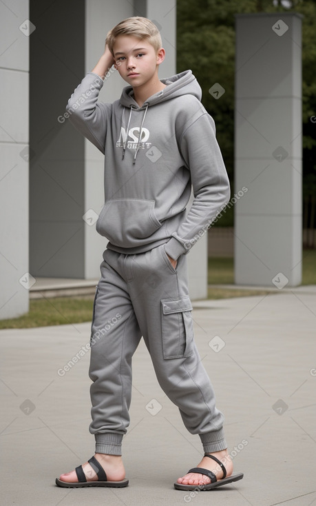 Teenager boy with  gray hair