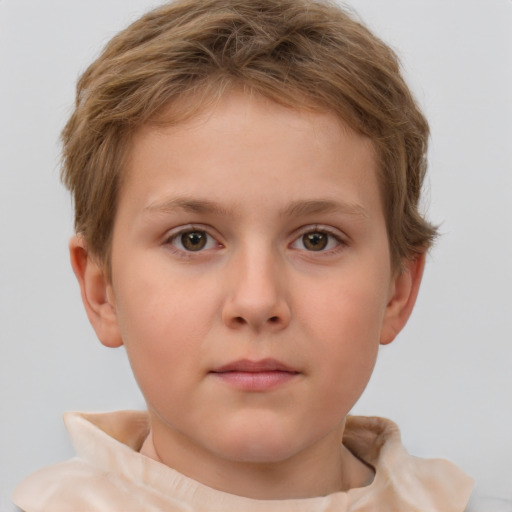 Neutral white child male with short  brown hair and brown eyes