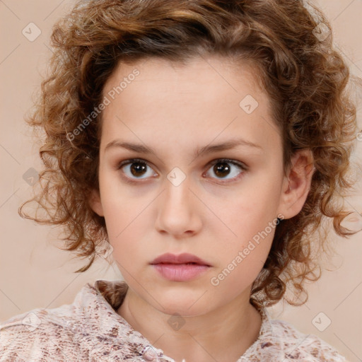 Neutral white child female with medium  brown hair and brown eyes