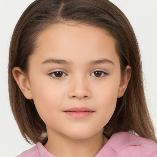 Neutral white child female with medium  brown hair and brown eyes