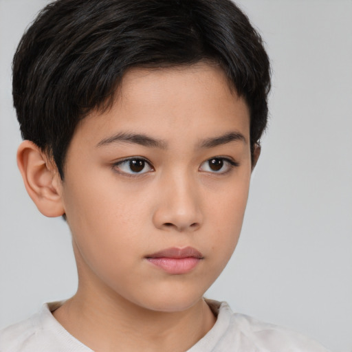 Neutral white child female with short  brown hair and brown eyes