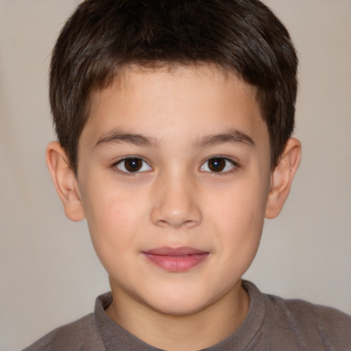 Neutral white child male with short  brown hair and brown eyes