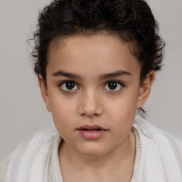 Neutral white child female with short  brown hair and brown eyes