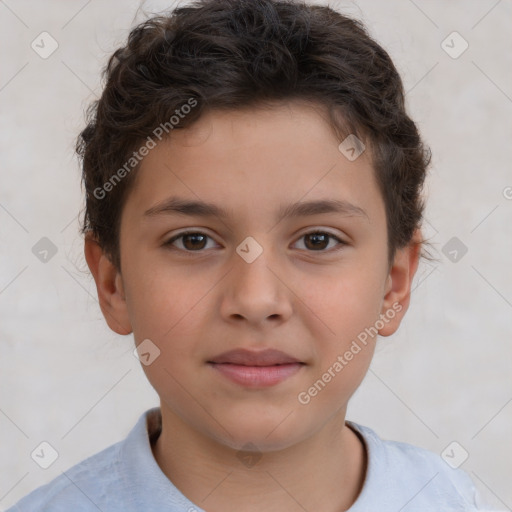 Neutral white child male with short  brown hair and brown eyes